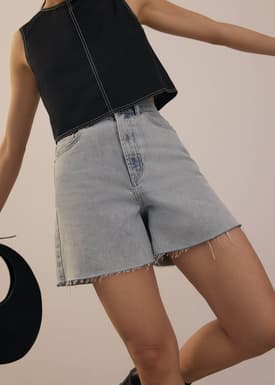Sana High Waist Fray Denim Shorts