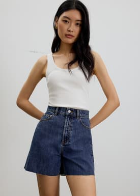 Sana High Waist Fray Denim Shorts