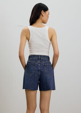 Sana High Waist Fray Denim Shorts