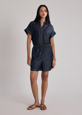 Demi Lyocell Chambray Drawstring Shorts