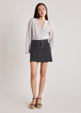 Raw Hem Denim Skirt