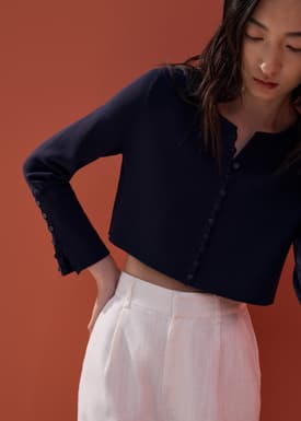 Malee Boxy Knit Scallop Edge Cardigan