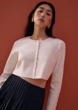 Malee Boxy Knit Scallop Edge Cardigan