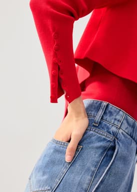 Malee Boxy Knit Scallop Edge Cardigan