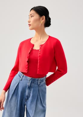 Malee Boxy Knit Scallop Edge Cardigan