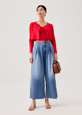 Malee Boxy Knit Scallop Edge Cardigan