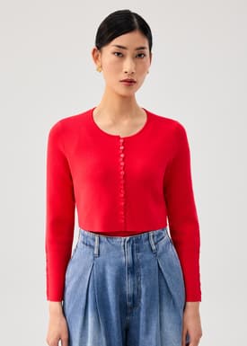 Malee Boxy Knit Scallop Edge Cardigan