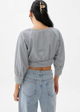Striped Puff Sleeve Blouse