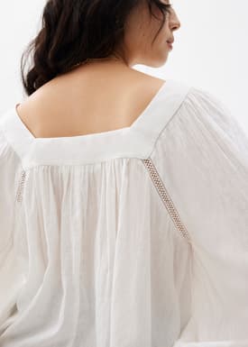 Cotton Ladder Trim Blouse