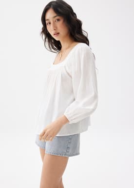 Cotton Ladder Trim Blouse
