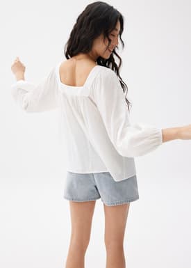 Cotton Ladder Trim Blouse