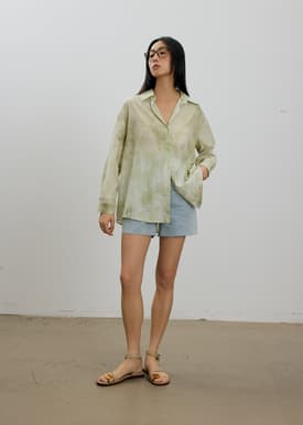 Oversized Abstract Collared Shirt