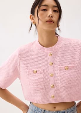 Knit Round Neck Crop Blouse