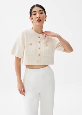 Knit Round Neck Crop Blouse