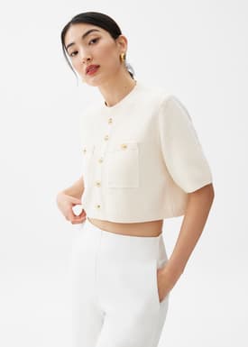 Knit Round Neck Crop Blouse