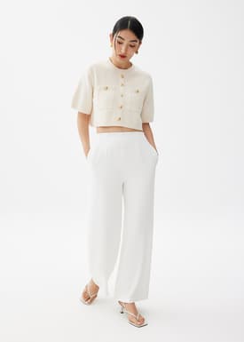 Knit Round Neck Crop Blouse