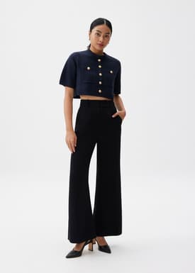 Knit Round Neck Crop Blouse