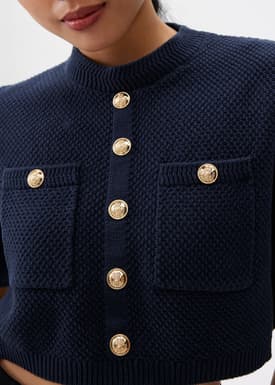 Knit Round Neck Crop Blouse