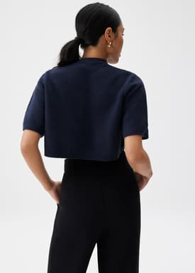 Knit Round Neck Crop Blouse