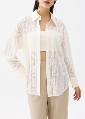 Relaxed Lace Collared Shirt