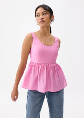 Padded Scoop Neck Peplum Top