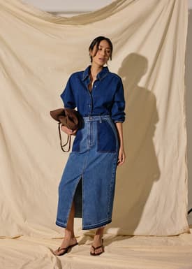 Relaxed Denim Collared Shirt