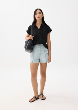 Relaxed Broderie Collared Shirt