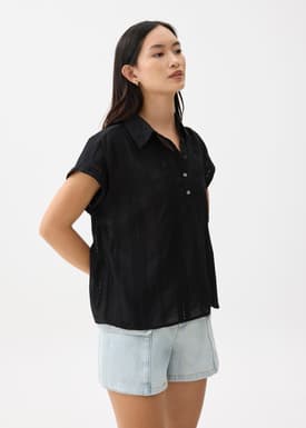 Relaxed Broderie Collared Shirt