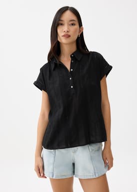 Relaxed Broderie Collared Shirt