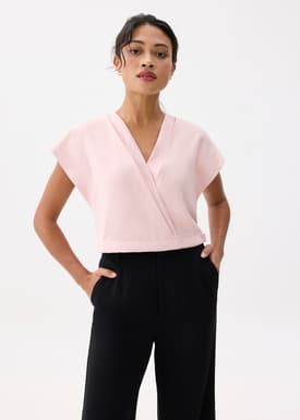 Cropped V-neck Wrap Top