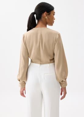 Cropped V-neck Wrap Top