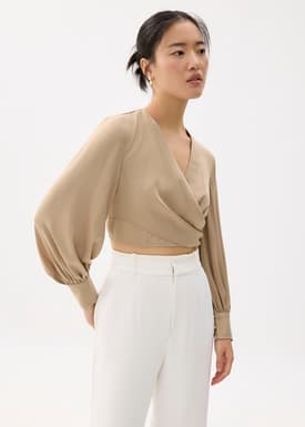 Cropped V-neck Wrap Top
