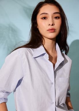 Striped Relaxed Collared Shirt