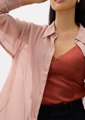 Relaxed Crinkled Collared Shirt