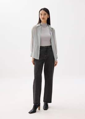 Relaxed Crinkled Collared Shirt