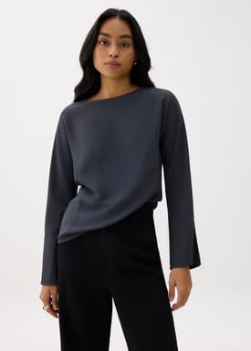 Boat Neck Batwing Blouse