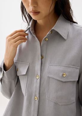 Tweed Boxy Crop Shirt