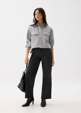 Tweed Boxy Crop Shirt