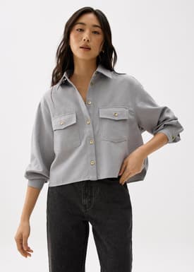 Tweed Boxy Crop Shirt
