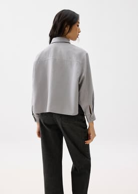 Tweed Boxy Crop Shirt