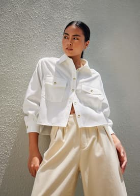 Tweed Boxy Crop Shirt