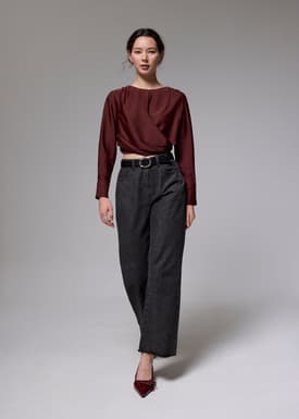 Satin Crop Drape Blouse