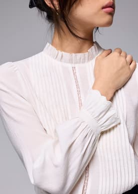 Pleated Ruffle Blouse