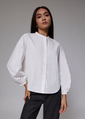 RuchedReady® Relaxed Cotton Collared Blouse