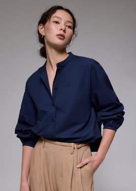 RuchedReady® Relaxed Cotton Collared Blouse