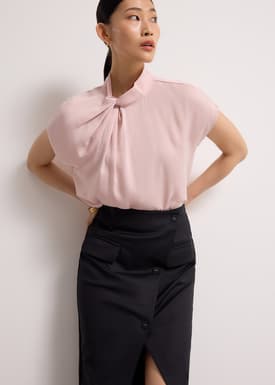 Satin Drape Collared Blouse