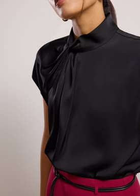 Satin Drape Collared Blouse