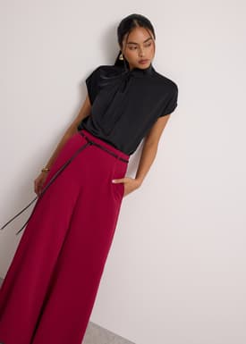 Satin Drape Collared Blouse