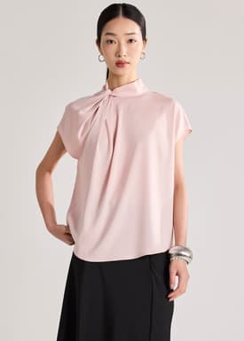 Satin Drape Collared Blouse