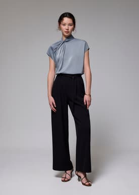 Satin Drape Collared Blouse